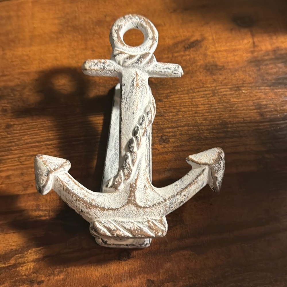 Whitewashed Weathered Nautical Anchor Hook